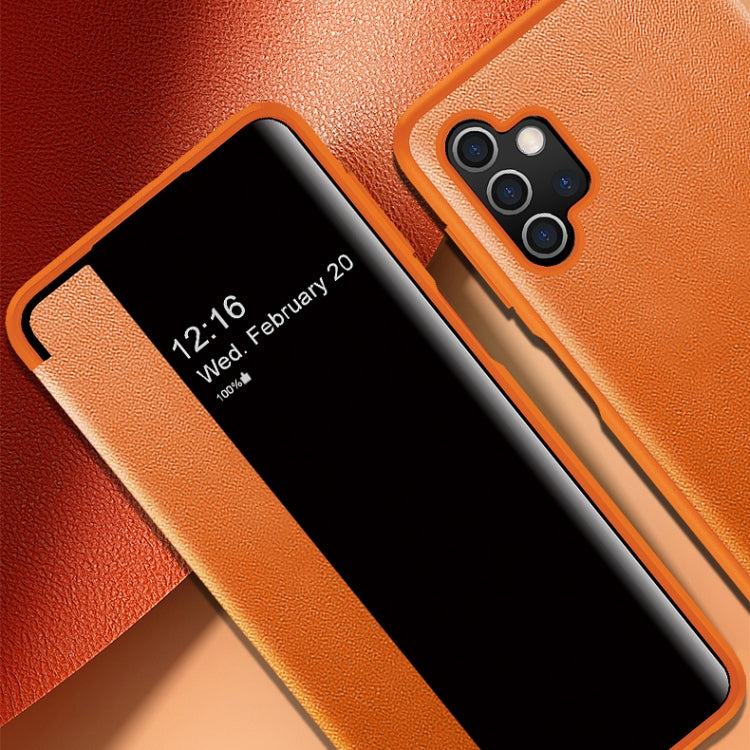 For Samsung Galaxy A32 5G Magnetic Side Window View Shockproof Horizontal Flip Leather Case