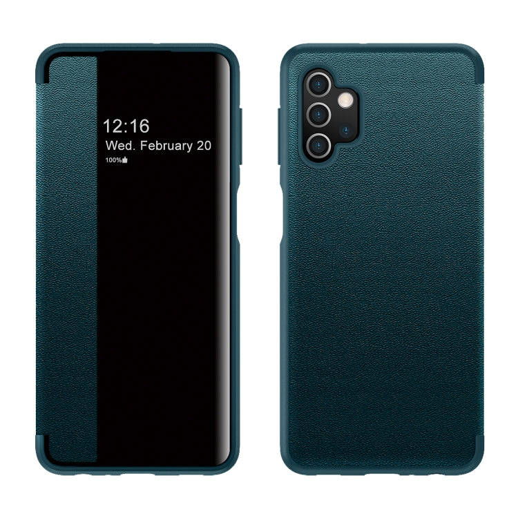 For Samsung Galaxy A32 5G Magnetic Side Window View Shockproof Horizontal Flip Leather Case