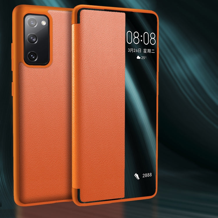 For Samsung Galaxy S20 FE Side Window View Shockproof Horizontal Flip Leather Case