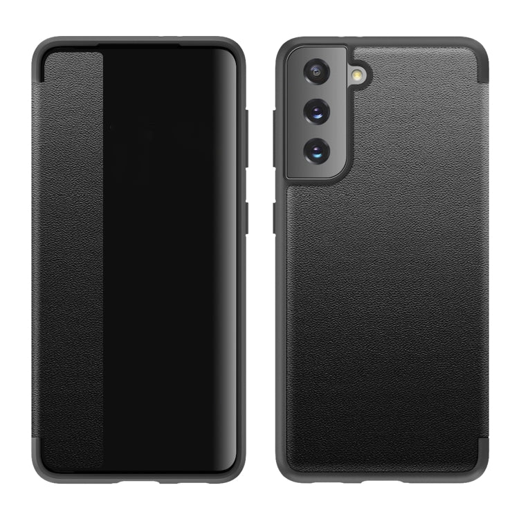 For Samsung Galaxy S21 5G Magnetic Side Window View Shockproof Horizontal Flip Leather Case