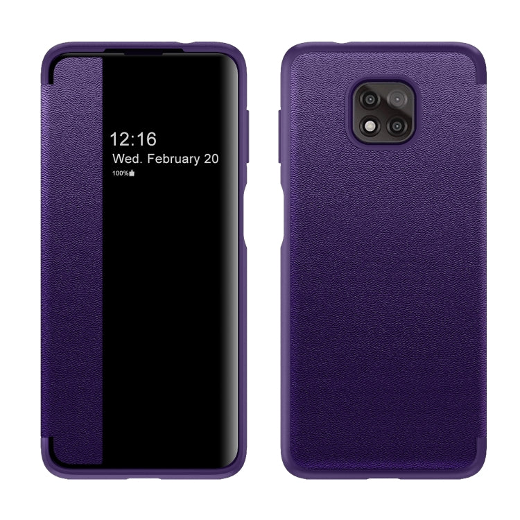 For Motorola Moto G Power(2021) Magnetic Side Window View Shockproof Horizontal Flip Leather Case