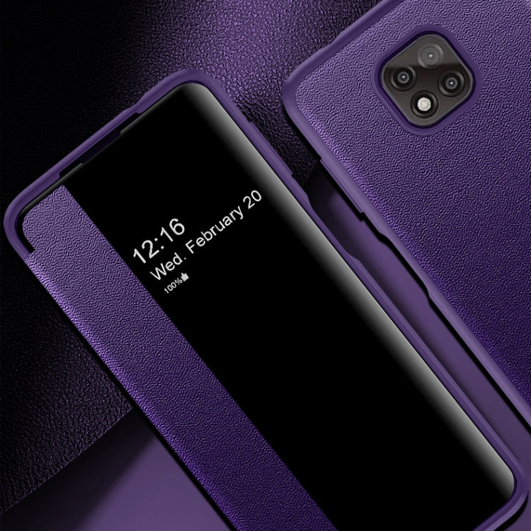 For Motorola Moto G Power(2021) Magnetic Side Window View Shockproof Horizontal Flip Leather Case