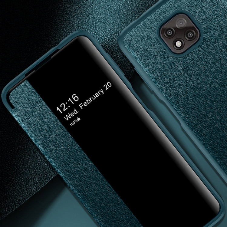For Motorola Moto G Power(2021) Magnetic Side Window View Shockproof Horizontal Flip Leather Case