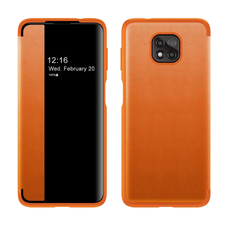 For Motorola Moto G Play(2021) Magnetic Side Window View Shockproof Horizontal Flip Leather Case