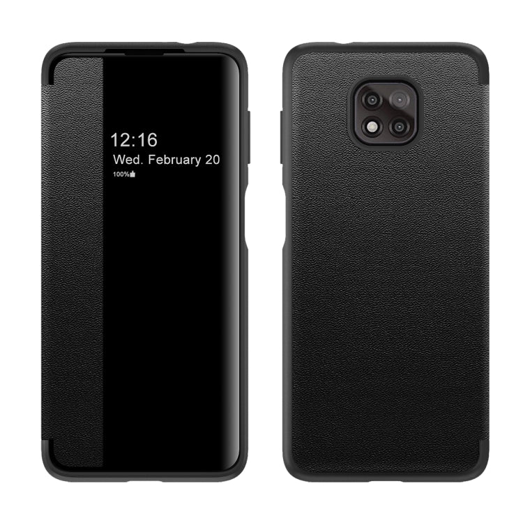 For Motorola Moto G Play(2021) Magnetic Side Window View Shockproof Horizontal Flip Leather Case