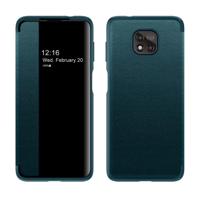 For Motorola Moto G Play(2021) Magnetic Side Window View Shockproof Horizontal Flip Leather Case