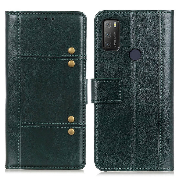 For alcatel 3L (2021) Peas Crazy Horse Texture Horizontal Flip Leather Case with Holder & Card Slots & Wallet