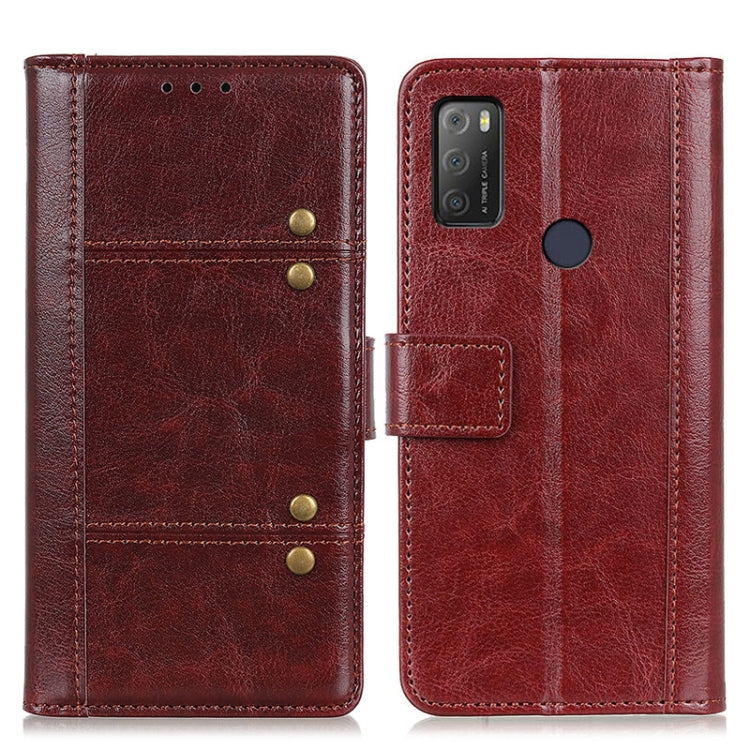 For alcatel 3L (2021) Peas Crazy Horse Texture Horizontal Flip Leather Case with Holder & Card Slots & Wallet