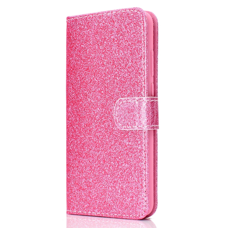 For Samsung Galaxy A02 (EU Version) Glitter Powder Horizontal Flip Leather Case with Card Slots & Holder & Photo Frame & Wallet