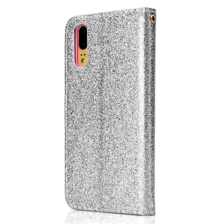 For Samsung Galaxy A02 (EU Version) Glitter Powder Horizontal Flip Leather Case with Card Slots & Holder & Photo Frame & Wallet
