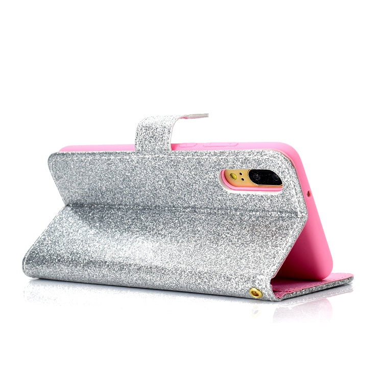 For Samsung Galaxy A02 (EU Version) Glitter Powder Horizontal Flip Leather Case with Card Slots & Holder & Photo Frame & Wallet