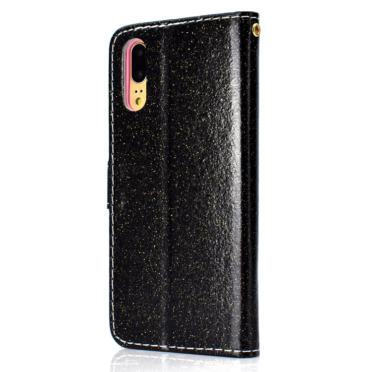 For Samsung Galaxy A02 (EU Version) Glitter Powder Horizontal Flip Leather Case with Card Slots & Holder & Photo Frame & Wallet