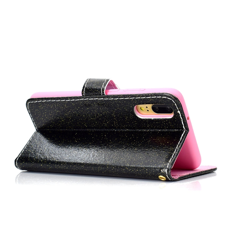 For Samsung Galaxy A02 (EU Version) Glitter Powder Horizontal Flip Leather Case with Card Slots & Holder & Photo Frame & Wallet