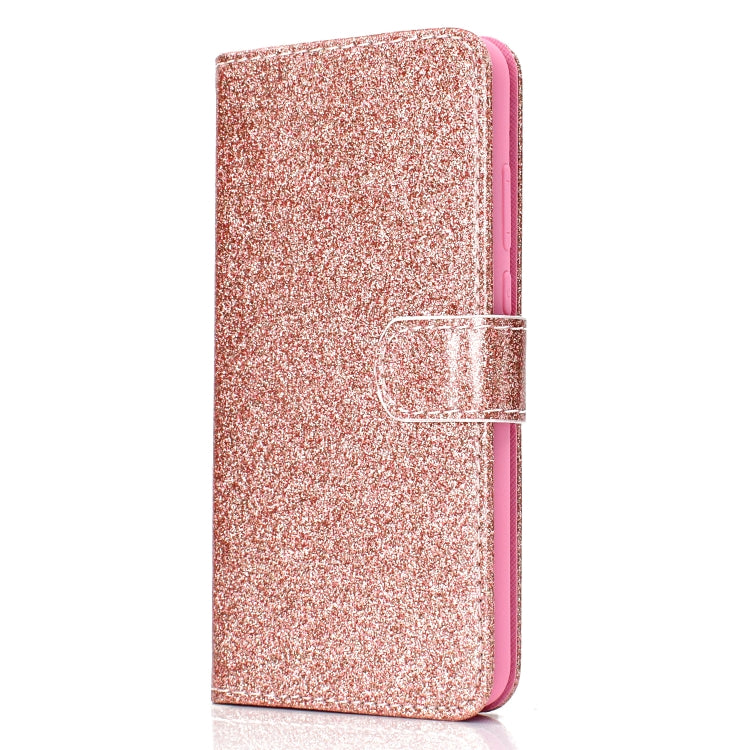 For Samsung Galaxy A02 (EU Version) Glitter Powder Horizontal Flip Leather Case with Card Slots & Holder & Photo Frame & Wallet