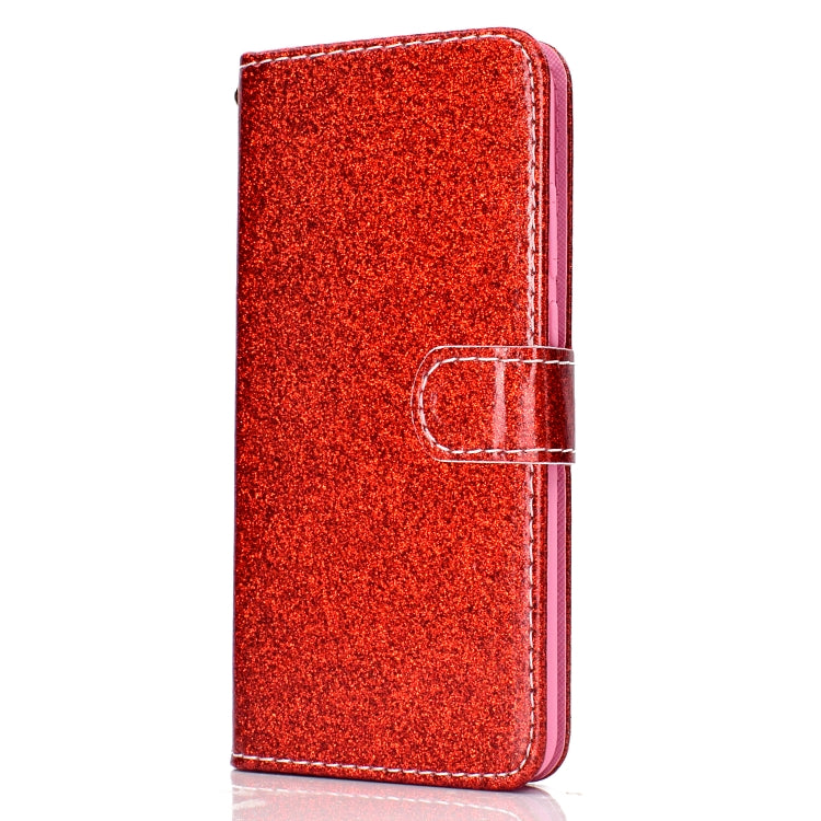 For Samsung Galaxy A02 (EU Version) Glitter Powder Horizontal Flip Leather Case with Card Slots & Holder & Photo Frame & Wallet