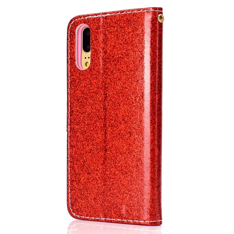 For Samsung Galaxy A02 (EU Version) Glitter Powder Horizontal Flip Leather Case with Card Slots & Holder & Photo Frame & Wallet