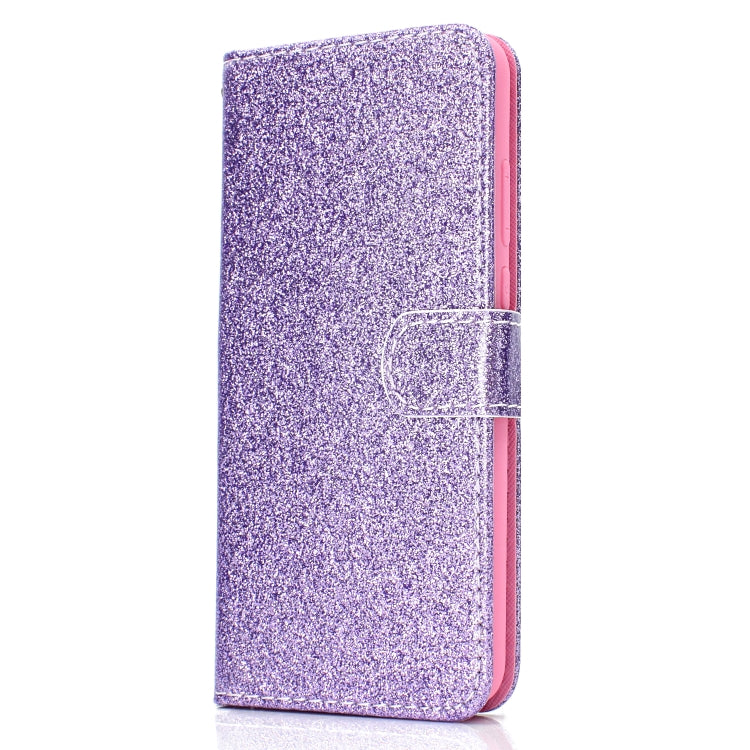 For Samsung Galaxy A02 (EU Version) Glitter Powder Horizontal Flip Leather Case with Card Slots & Holder & Photo Frame & Wallet