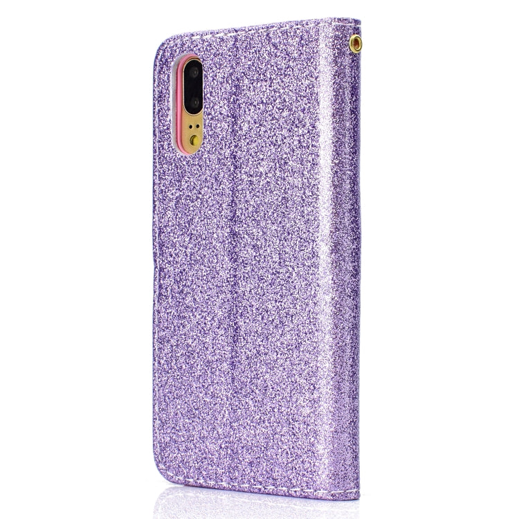 For Samsung Galaxy A02 (EU Version) Glitter Powder Horizontal Flip Leather Case with Card Slots & Holder & Photo Frame & Wallet