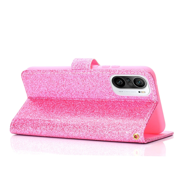 For Samsung Galaxy A02s (EU Version) Glitter Powder Horizontal Flip Leather Case with Card Slots & Holder & Photo Frame & Wallet