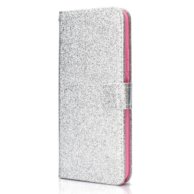 For Samsung Galaxy A02s (EU Version) Glitter Powder Horizontal Flip Leather Case with Card Slots & Holder & Photo Frame & Wallet