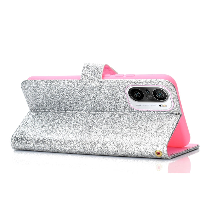 For Samsung Galaxy A02s (EU Version) Glitter Powder Horizontal Flip Leather Case with Card Slots & Holder & Photo Frame & Wallet