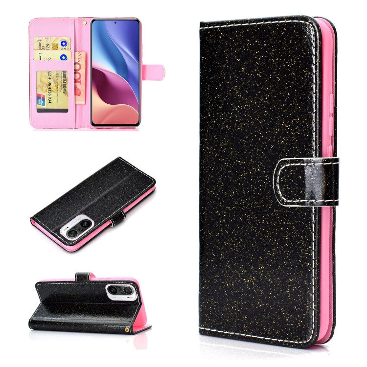 For Samsung Galaxy A02s (EU Version) Glitter Powder Horizontal Flip Leather Case with Card Slots & Holder & Photo Frame & Wallet