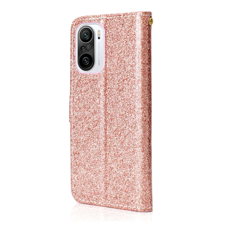 For Samsung Galaxy A02s (EU Version) Glitter Powder Horizontal Flip Leather Case with Card Slots & Holder & Photo Frame & Wallet