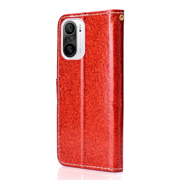 For Samsung Galaxy A02s (EU Version) Glitter Powder Horizontal Flip Leather Case with Card Slots & Holder & Photo Frame & Wallet