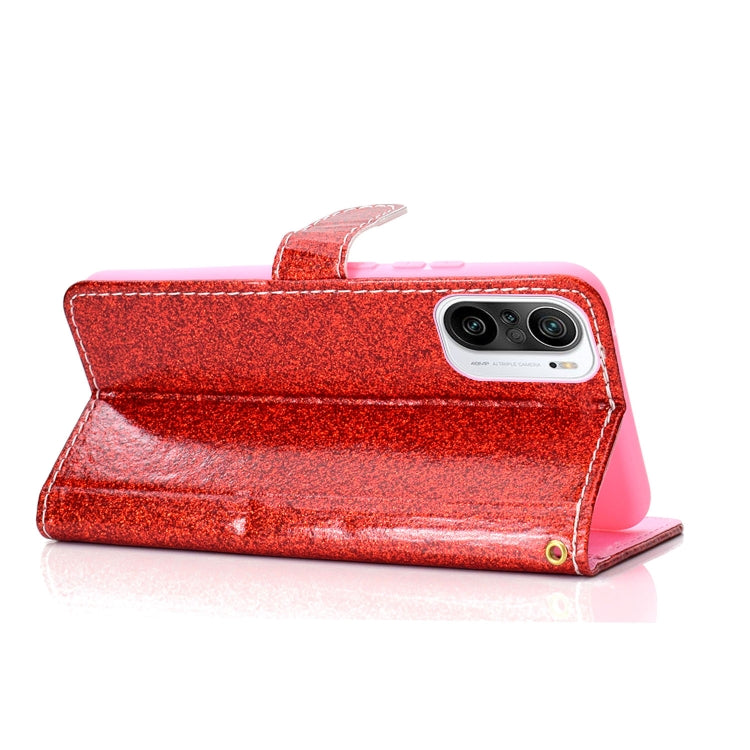 For Samsung Galaxy A02s (EU Version) Glitter Powder Horizontal Flip Leather Case with Card Slots & Holder & Photo Frame & Wallet