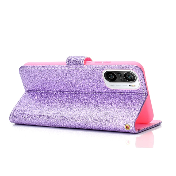 For Samsung Galaxy A02s (EU Version) Glitter Powder Horizontal Flip Leather Case with Card Slots & Holder & Photo Frame & Wallet