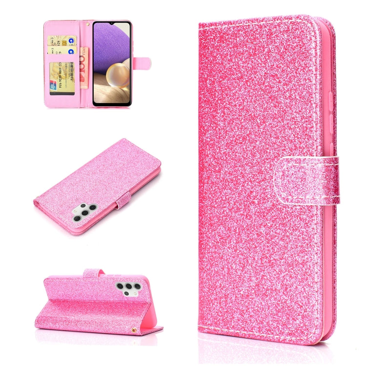 For Samsung Galaxy A32 5G Glitter Powder Horizontal Flip Leather Case with Card Slots & Holder & Photo Frame & Wallet
