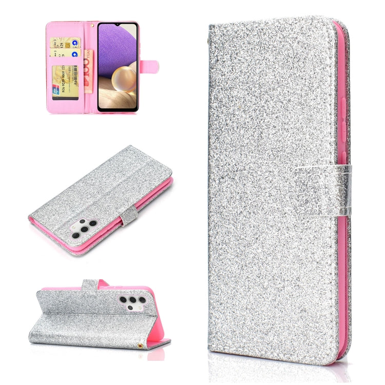 For Samsung Galaxy A32 5G Glitter Powder Horizontal Flip Leather Case with Card Slots & Holder & Photo Frame & Wallet