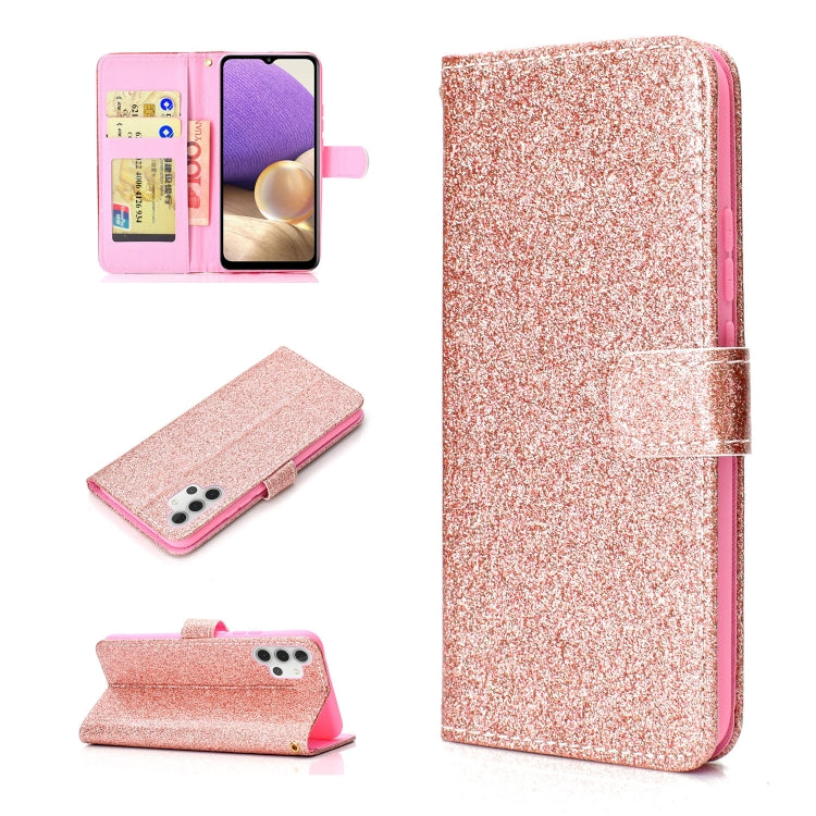 For Samsung Galaxy A32 5G Glitter Powder Horizontal Flip Leather Case with Card Slots & Holder & Photo Frame & Wallet