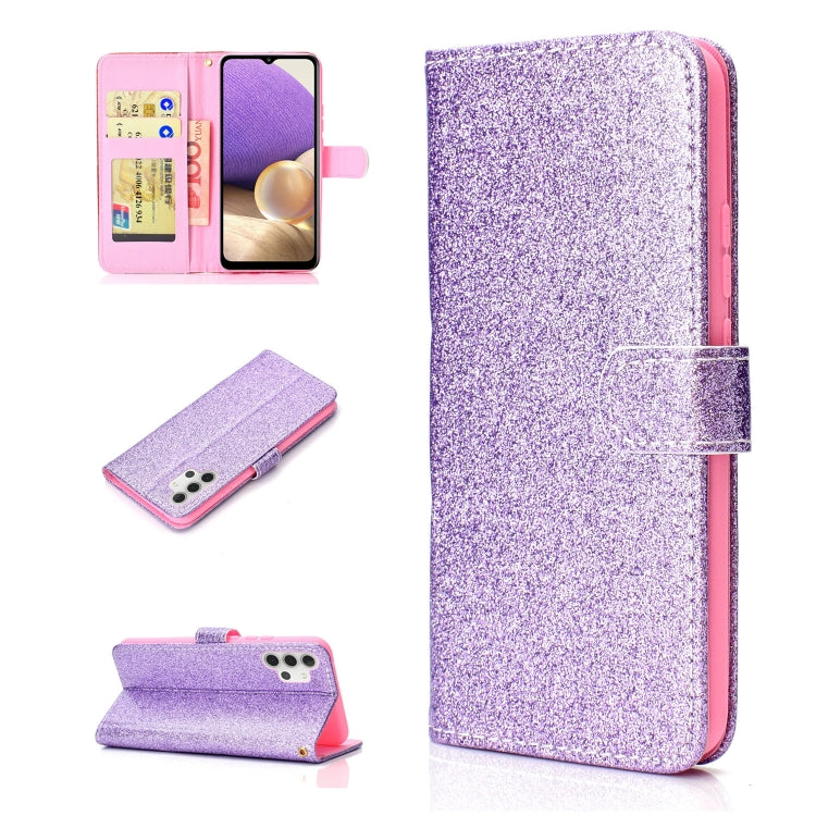 For Samsung Galaxy A32 5G Glitter Powder Horizontal Flip Leather Case with Card Slots & Holder & Photo Frame & Wallet