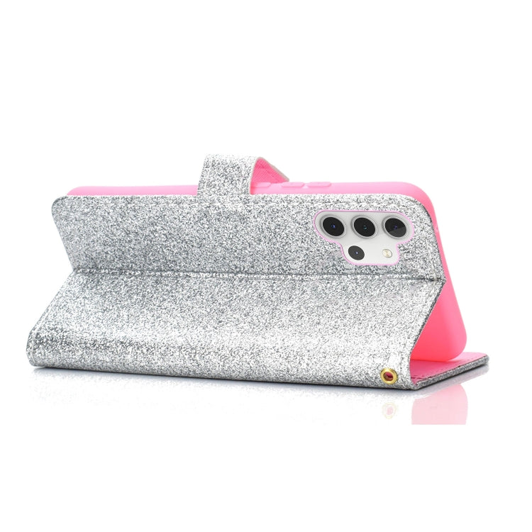 For Samsung Galaxy A32 4G Glitter Powder Horizontal Flip Leather Case with Card Slots & Holder & Photo Frame & Wallet