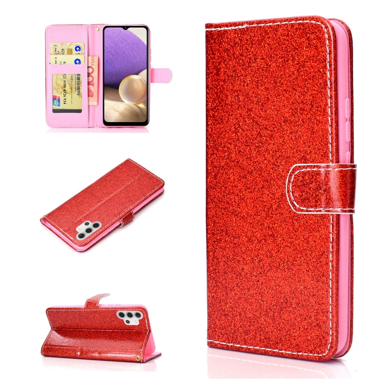 For Samsung Galaxy A32 4G Glitter Powder Horizontal Flip Leather Case with Card Slots & Holder & Photo Frame & Wallet