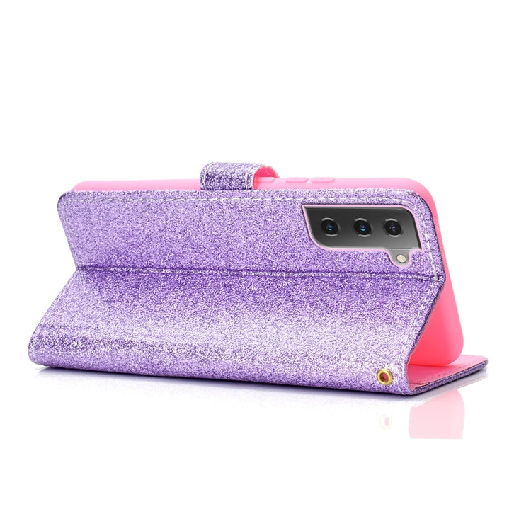 For Samsung Galaxy S21 5G Glitter Powder Horizontal Flip Leather Case with Card Slots & Holder & Photo Frame & Wallet