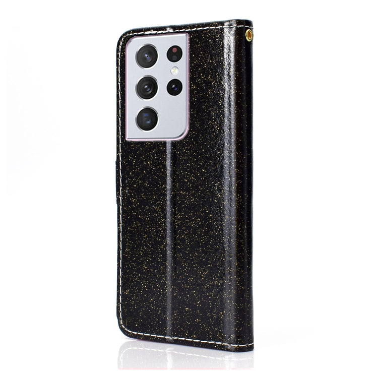 For Samsung Galaxy S21 Ultra 5G Glitter Powder Horizontal Flip Leather Case with Card Slots & Holder & Photo Frame & Wallet
