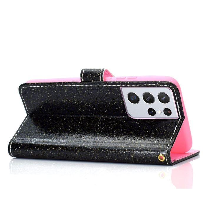 For Samsung Galaxy S21 Ultra 5G Glitter Powder Horizontal Flip Leather Case with Card Slots & Holder & Photo Frame & Wallet