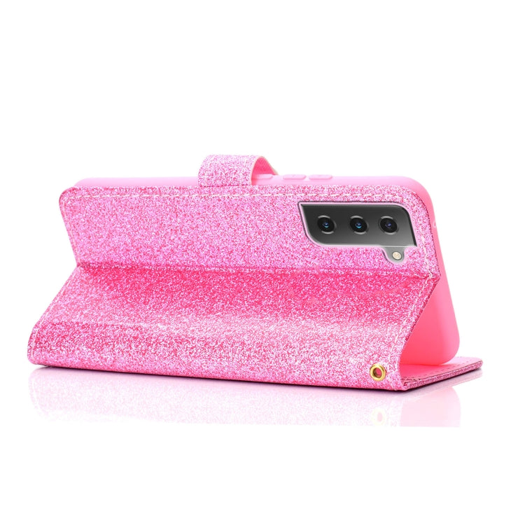 For Samsung Galaxy S21+ 5G Glitter Powder Horizontal Flip Leather Case with Card Slots & Holder & Photo Frame & Wallet