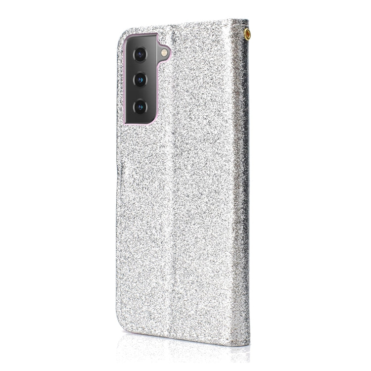 For Samsung Galaxy S21+ 5G Glitter Powder Horizontal Flip Leather Case with Card Slots & Holder & Photo Frame & Wallet