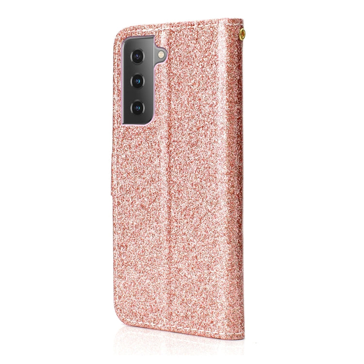 For Samsung Galaxy S21+ 5G Glitter Powder Horizontal Flip Leather Case with Card Slots & Holder & Photo Frame & Wallet