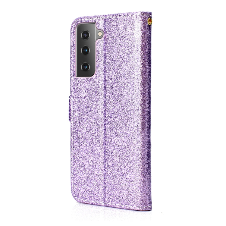 For Samsung Galaxy S21+ 5G Glitter Powder Horizontal Flip Leather Case with Card Slots & Holder & Photo Frame & Wallet