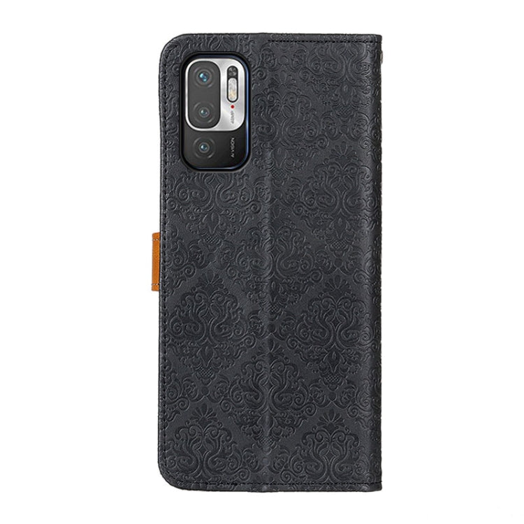 For Xiaomi Poco M3 Pro 4G / Poco M3 Pro 5G / Redmi Note 10 5G European Floral Embossed Copper Buckle Horizontal Flip PU Leather Case with Holder & Card Slots & Wallet & Photo Frame