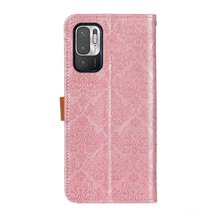 For Xiaomi Poco M3 Pro 4G / Poco M3 Pro 5G / Redmi Note 10 5G European Floral Embossed Copper Buckle Horizontal Flip PU Leather Case with Holder & Card Slots & Wallet & Photo Frame