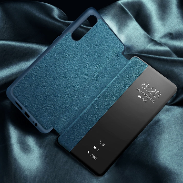 For Huawei P30 Magnetic Side Window View Shockproof Horizontal Flip Leather Smart Case