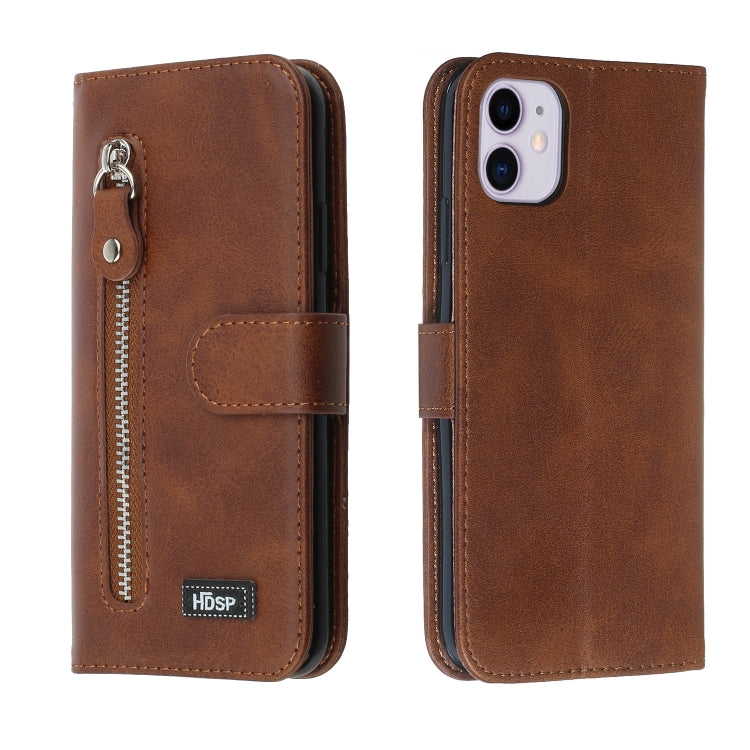 For iPhone 11 Zipper Horizontal Flip Leather Case with Wallet & Holder & Card Slots