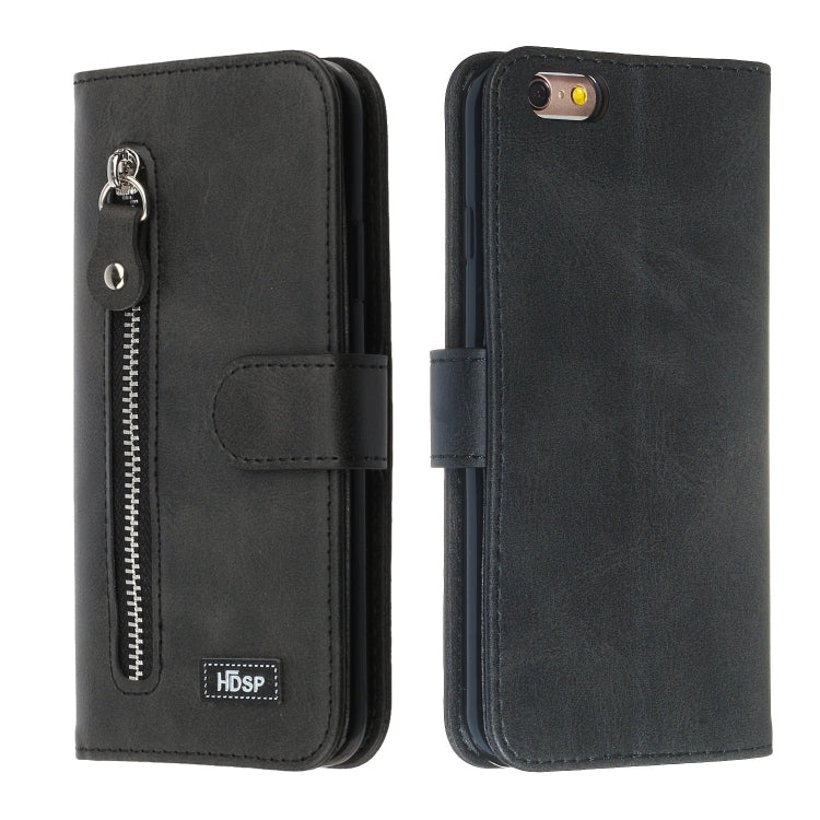For iPhone SE 2022 / SE 2020 / 8 / 7 Zipper Horizontal Flip Leather Case with Wallet & Holder & Card Slots