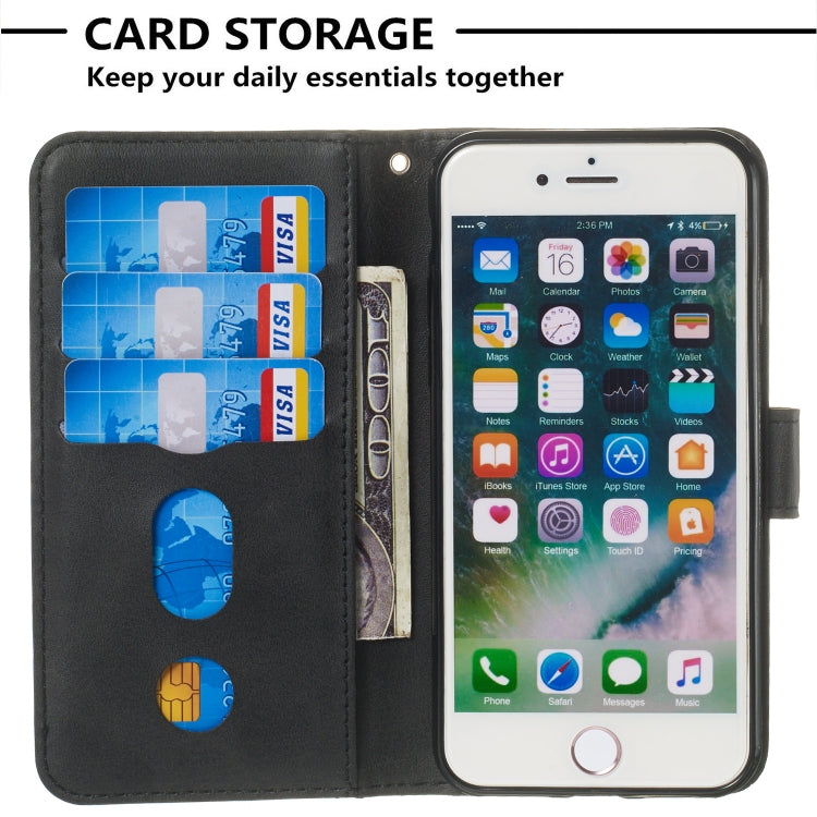 For iPhone SE 2022 / SE 2020 / 8 / 7 Zipper Horizontal Flip Leather Case with Wallet & Holder & Card Slots