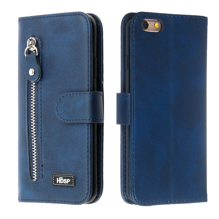 For iPhone SE 2022 / SE 2020 / 8 / 7 Zipper Horizontal Flip Leather Case with Wallet & Holder & Card Slots
